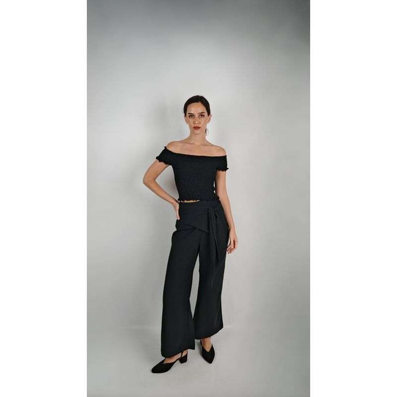LA MURA - Pantalón Sara Cupro Negro
