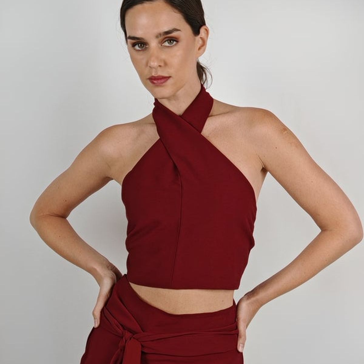 LA MURA - Top Matilda Cupro Burdeo
