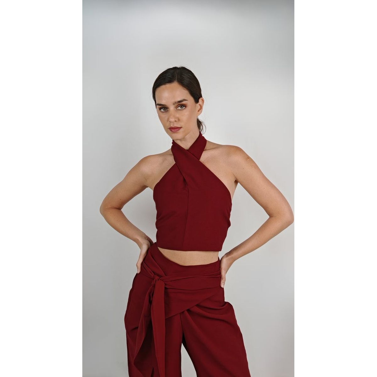 LA MURA - Top Matilda Cupro Burdeo