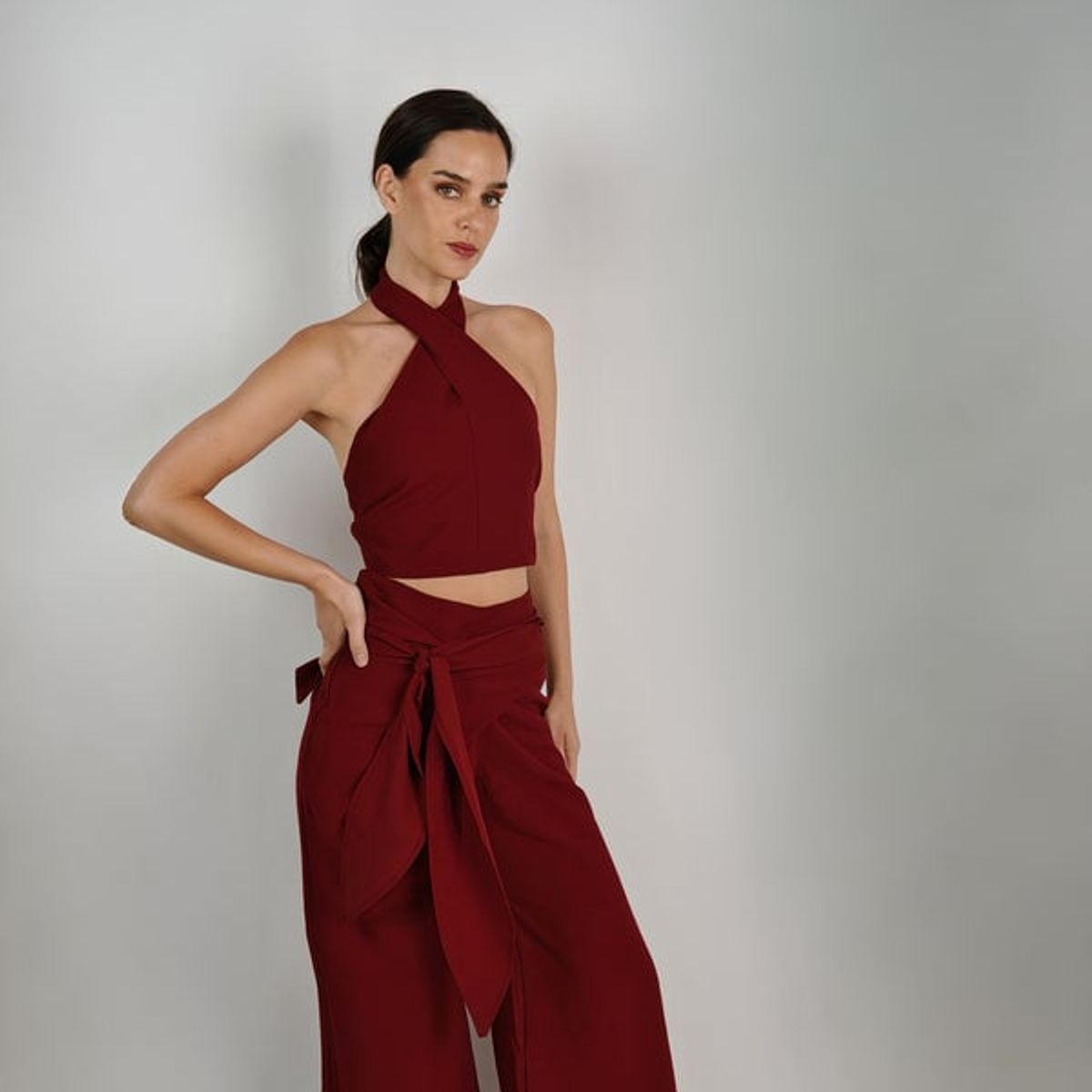 LA MURA - Top Matilda Cupro Burdeo