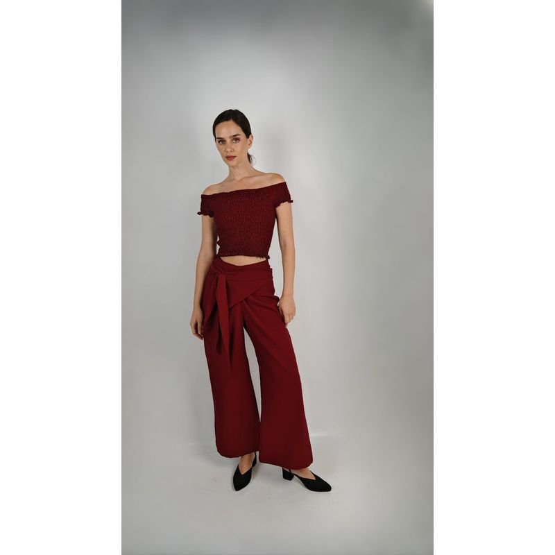 LA MURA - Blusa Ana Cupro Burdeo