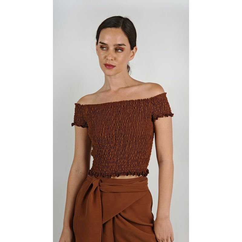 LA MURA - Blusa Ana Cupro Chocolate