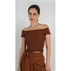 LA MURA - Blusa Ana Cupro Chocolate
