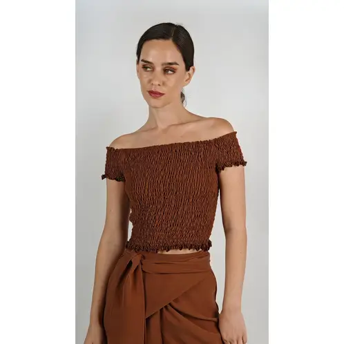 LA MURA - Blusa Ana Cupro Chocolate