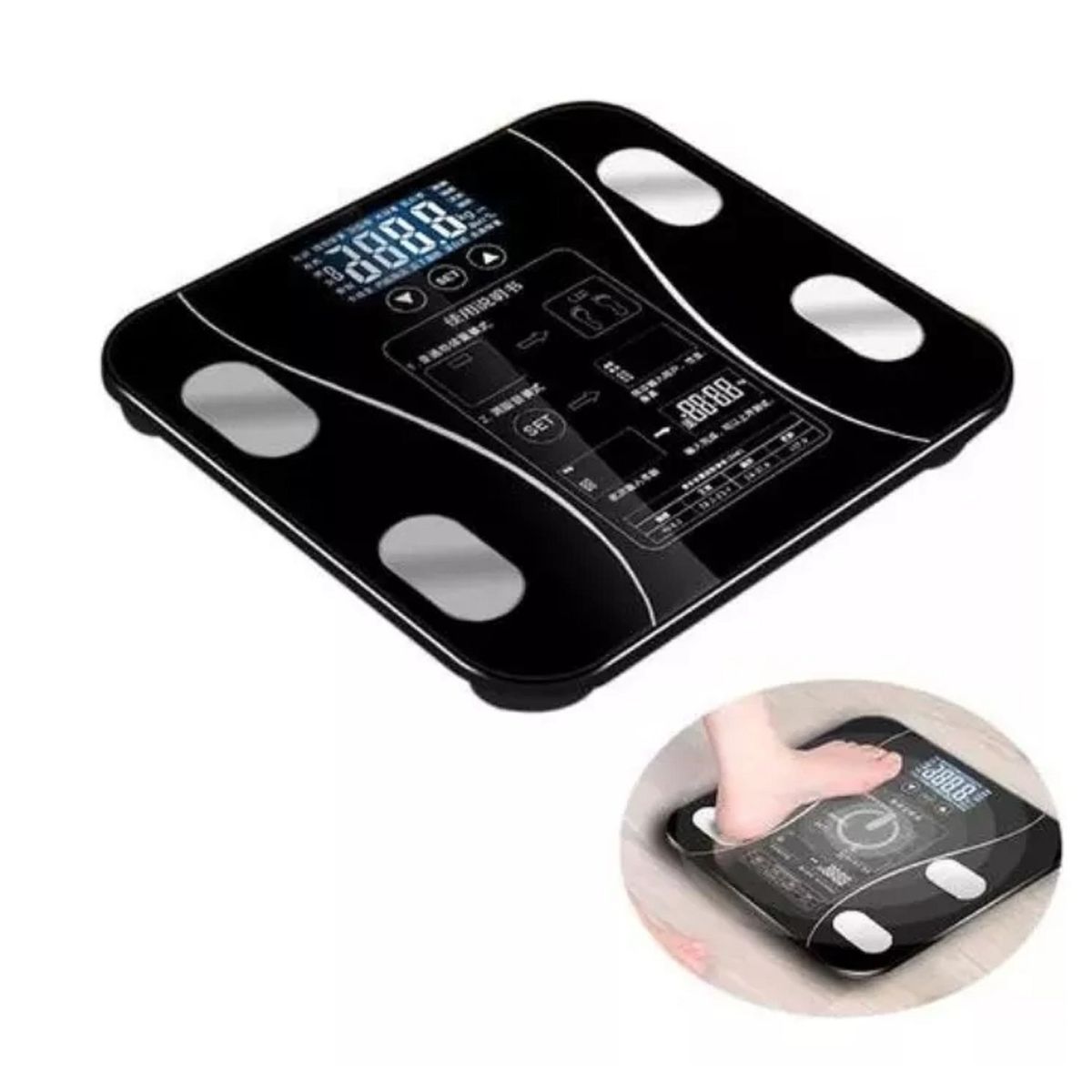 GENERICO - Balanza Pesa Baño 180kg Inteligente  Color Negro