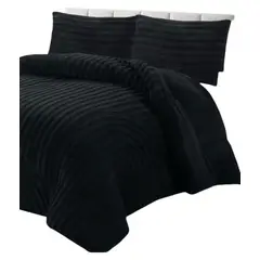 GENERICO - CUBRECAMA GRUESO PARA INVIERNO KING - SUPER KING NEGRO