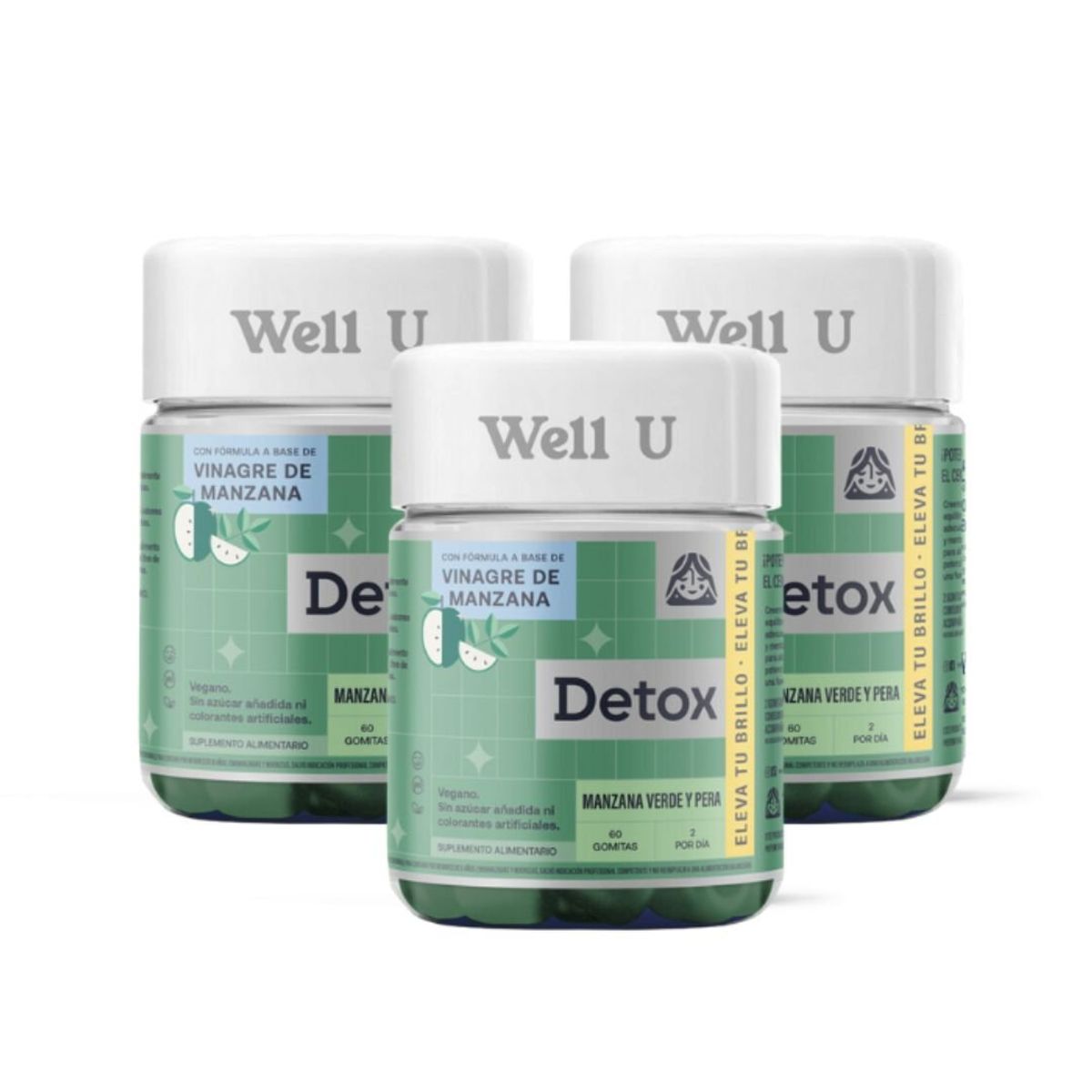 WELL U - PACK X3 GOMITAS VINAGRE DMANZANA VIT B12 CROMO 60UN WELL U
