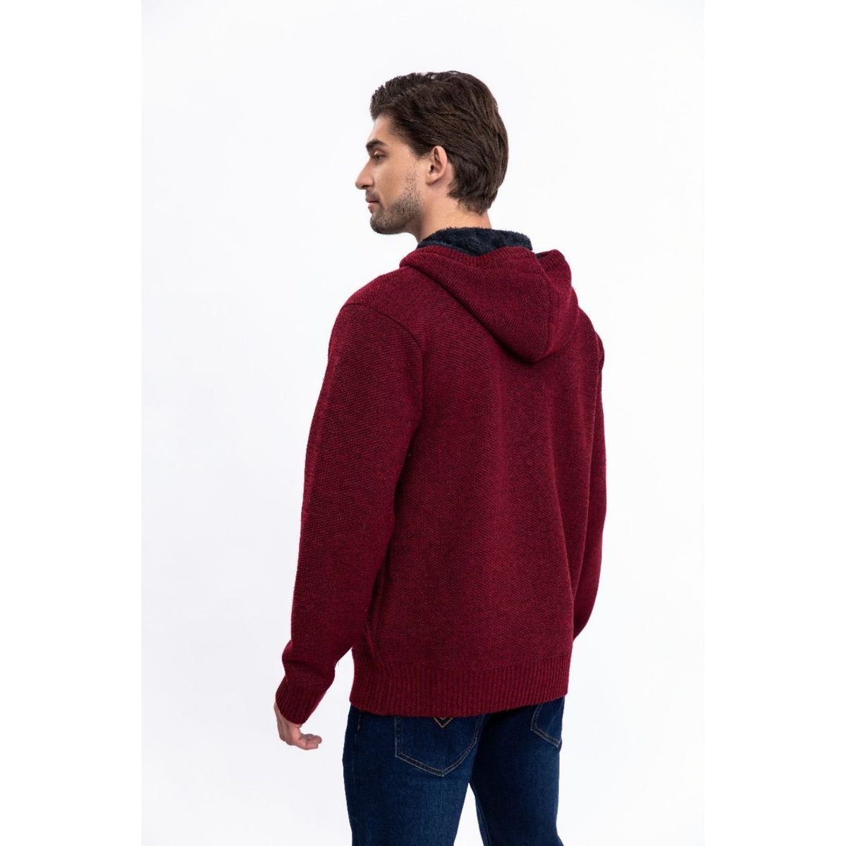 LIKE SHOP - Sweater Algodon Hombre Forro Piel Botones Gorro 7172