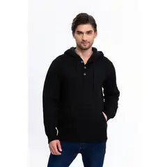 MPROPIA - Sweater Algodon Hombre Forro Piel Botones Gorro 7172.
