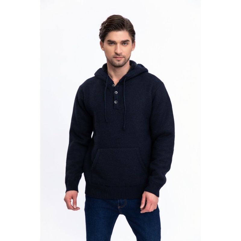 MPROPIA - Sweater Algodon Hombre Forro Piel Botones Gorro 7172.