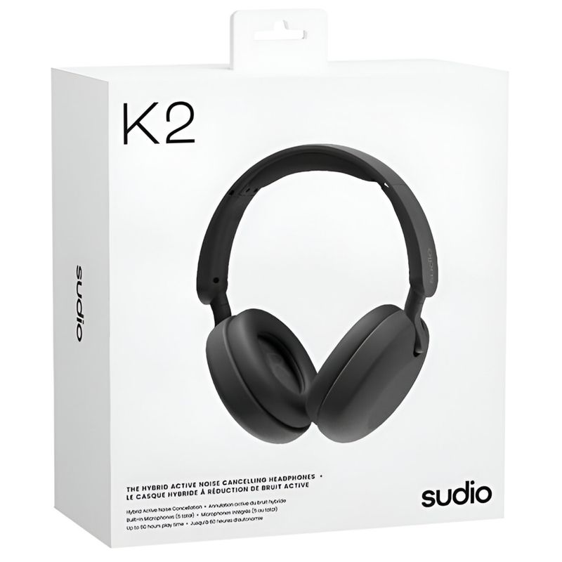 SUDIO - Audífonos Sudio Premium K2 BT Hybrid ANC Black 60h Autonomía - Negro