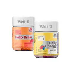 WELL U - PACK X 2 GOMITAS HELLO BRAIN 60UN + DAILY ENERGY 60UN