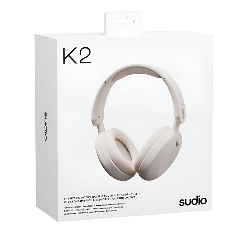 SUDIO - Audífonos Sudio Premium K2 BT Hybrid ANC White 60h Autonomía - Blanco
