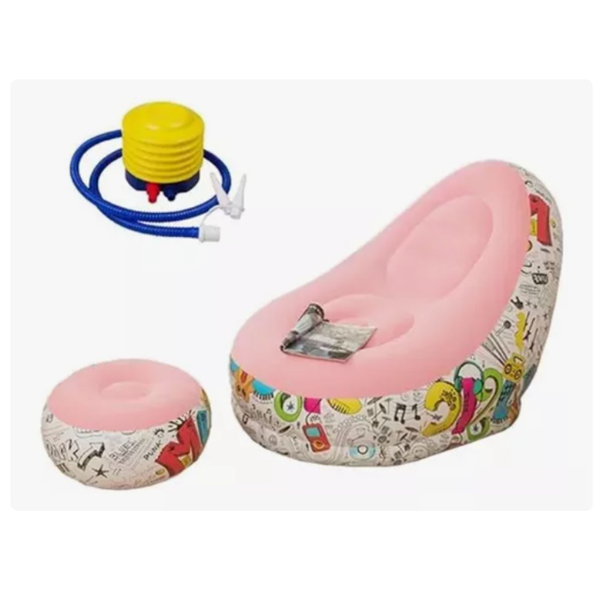 GENERICO - Sofá Tumbona Inflable Con Reposa Pies Y Inflador Incluido ROSA