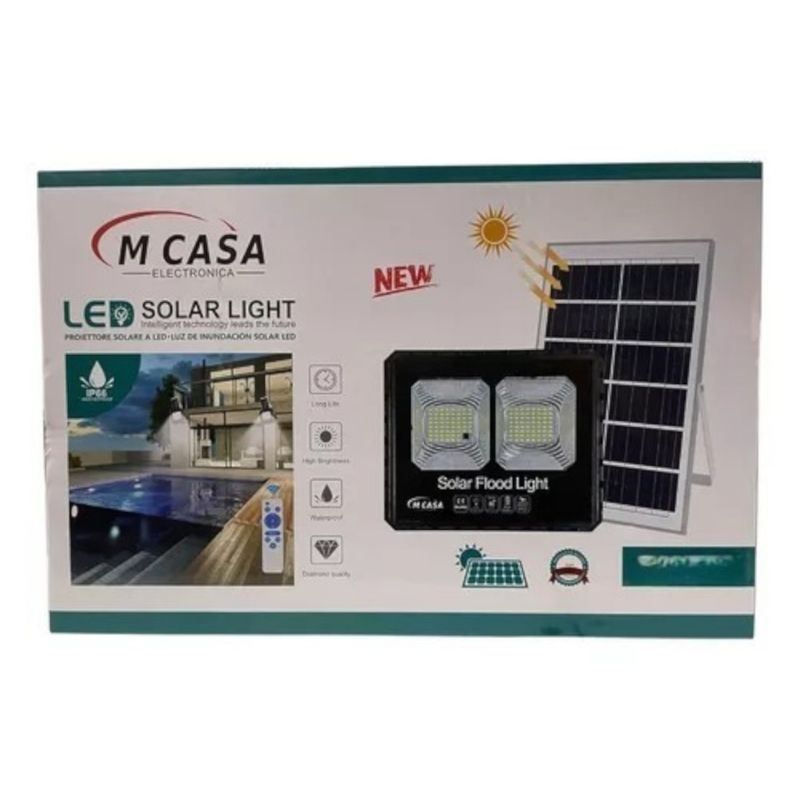 ANGELES DEL HOGAR - REFLECTOR SOLAR MCASA LED LUZ BLANCA EXTERIOR CARCASA NEGRO 400w