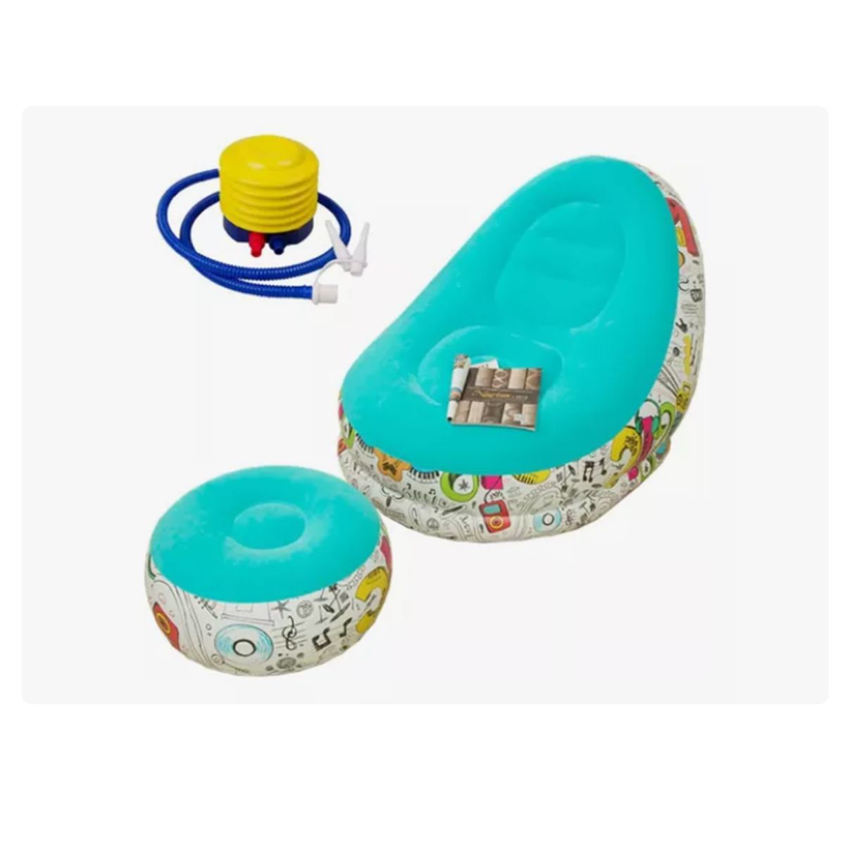 GENERICO - Sofá Tumbona Inflable Con Reposa Pies Y Inflador Incluido AZUL