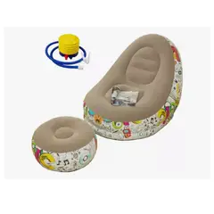 GENERICO - Sofá Tumbona Inflable Con Reposa Pies Y Inflador Incluido MARRÓN