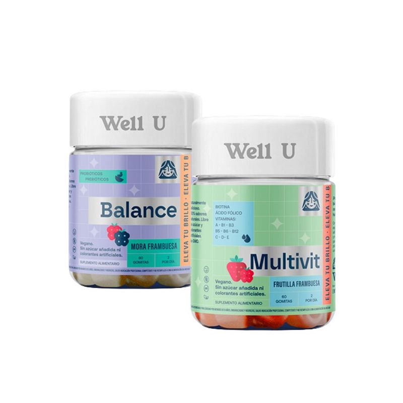 WELL U - PACK X 2 GOMITAS BALANCE 60UN + MULTIVIT 60UN WELL U