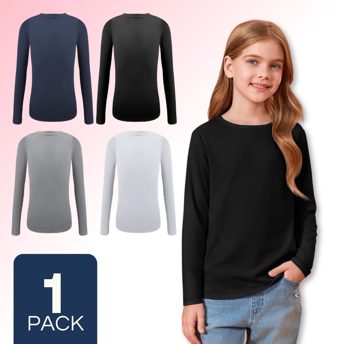 UTILISIMO - Camiseta Polera Polar Niña Primera Capa Colores Surtidos