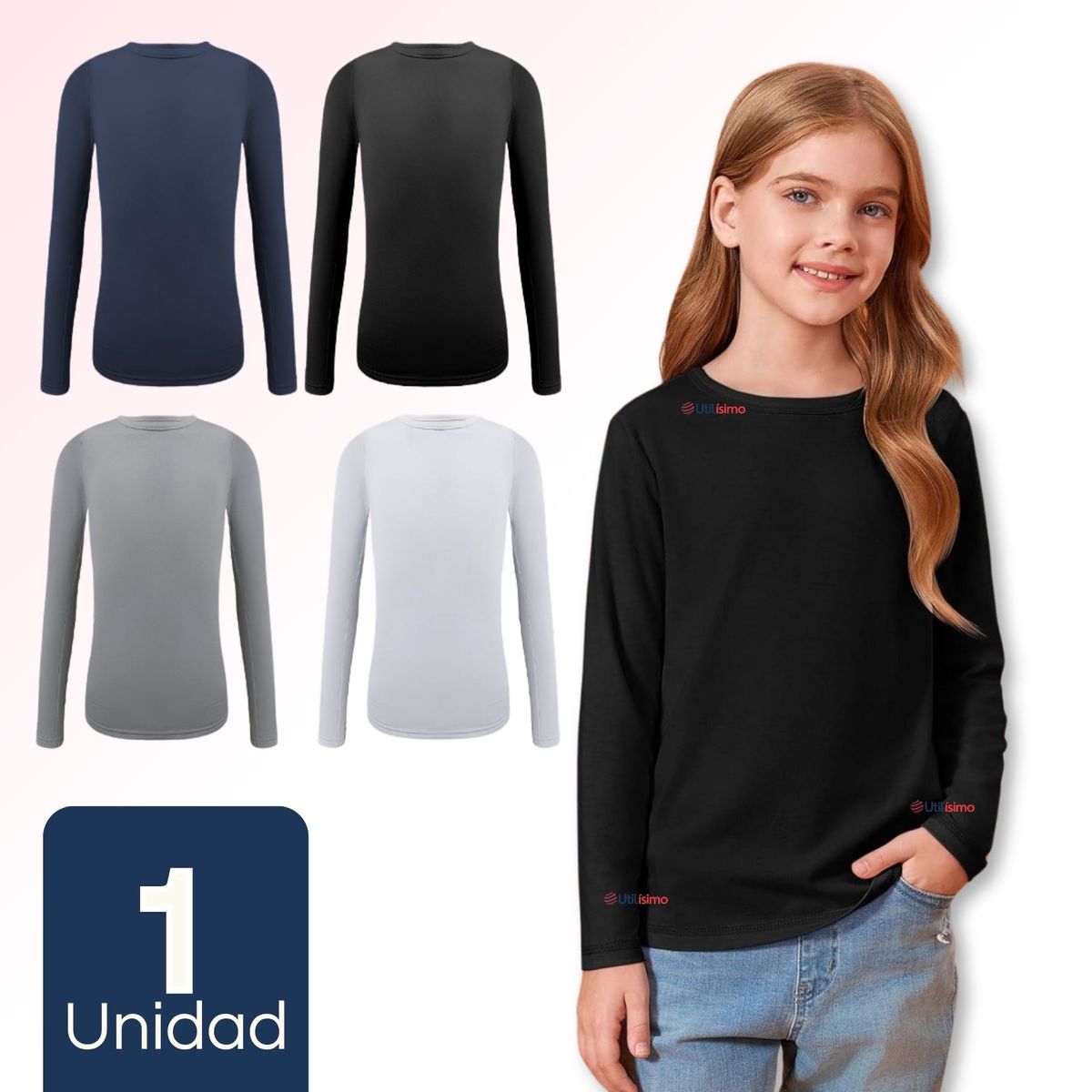 UTILISIMO - Camiseta Polera Polar Niña Primera Capa Colores Surtidos