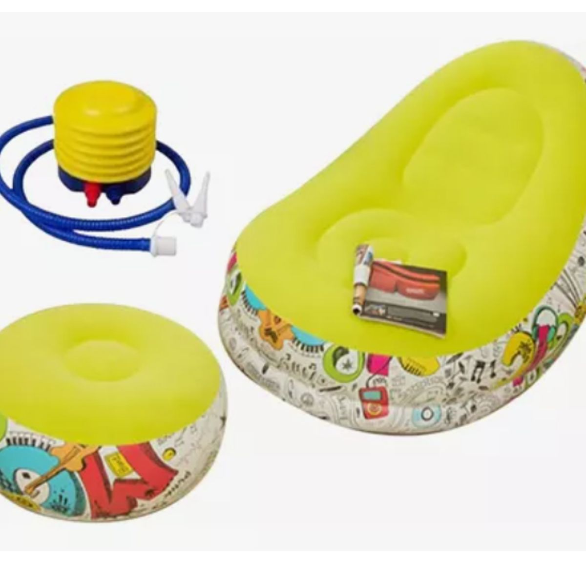 GENERICO - Sofá Tumbona Inflable Con Reposa Pies Y Inflador Incluido VERDE