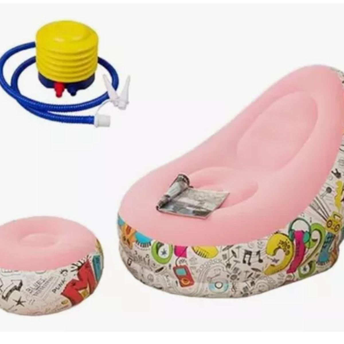 GENERICO - Sofá Tumbona Inflable Con Reposa Pies Y Inflador Incluido ROSA