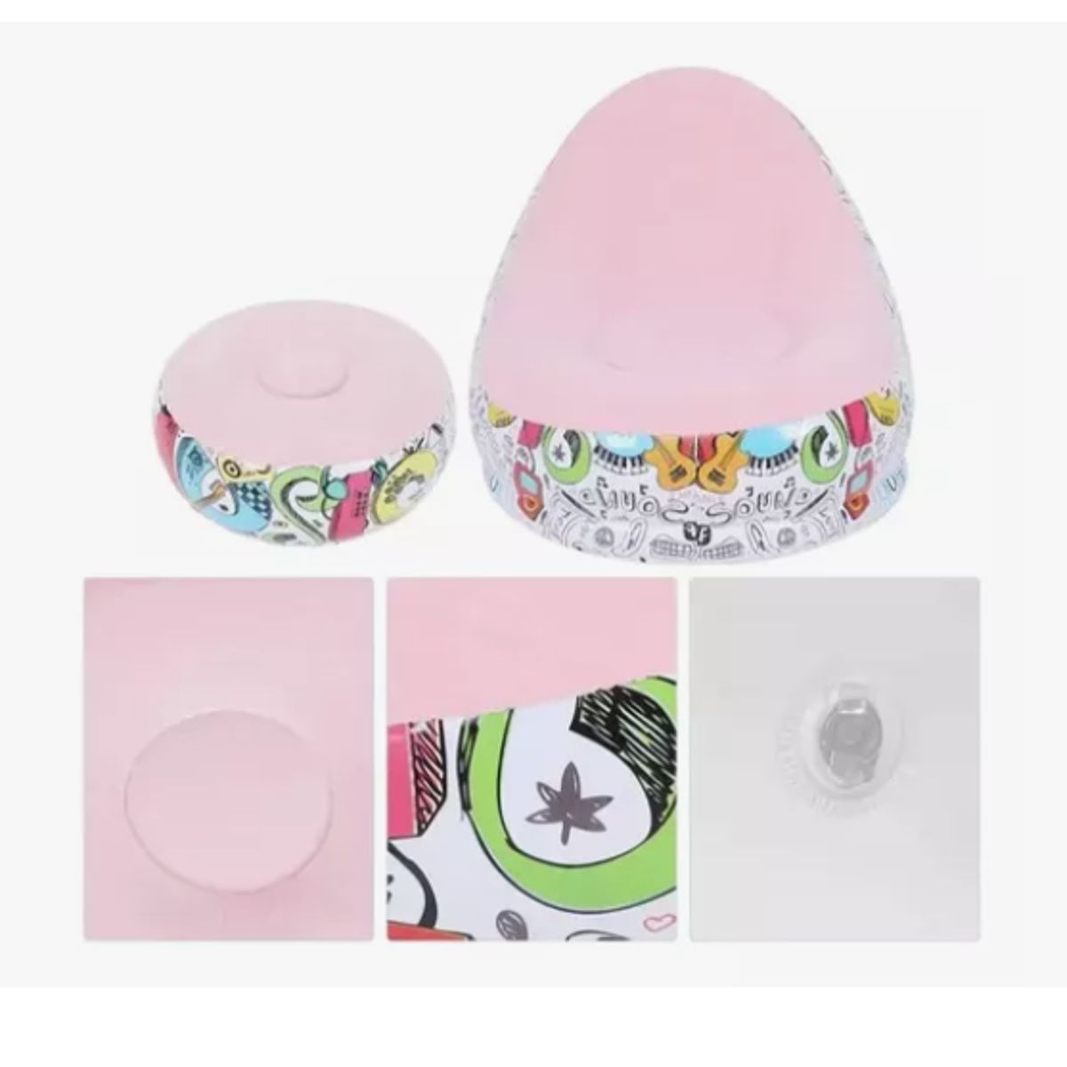 GENERICO - Sofá Tumbona Inflable Con Reposa Pies Y Inflador Incluido ROSA