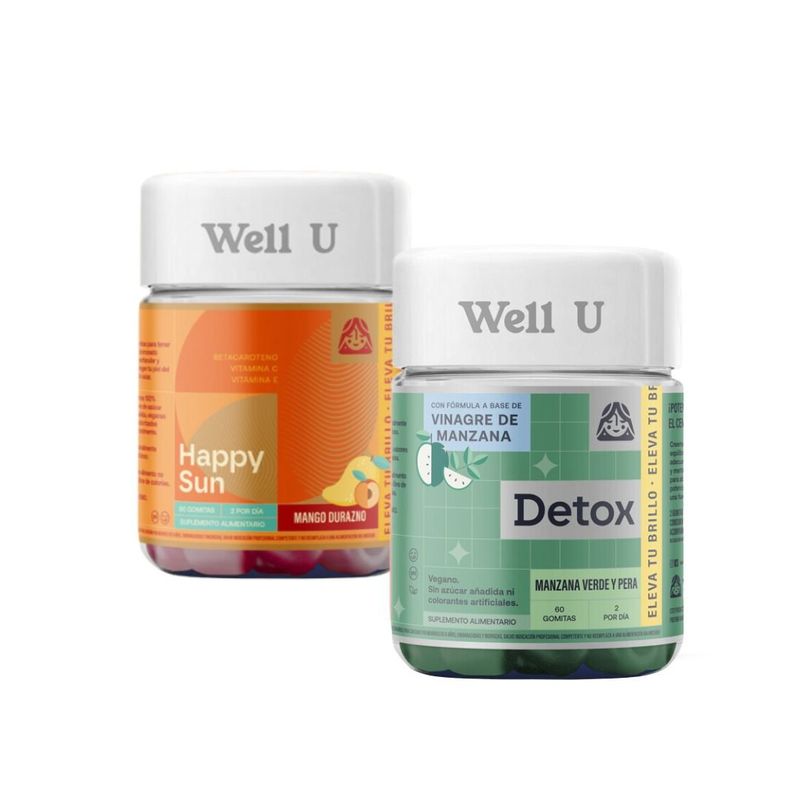 WELL U - PACK X 2 GOMITAS HAPPY SUN 60UN + DETOX 60UN WELL U