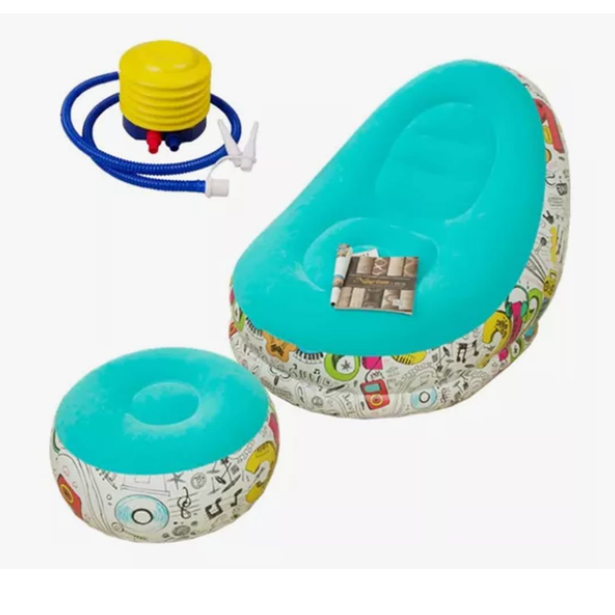 GENERICO - Sofá Tumbona Inflable Con Reposa Pies Y Inflador Incluido AZUL