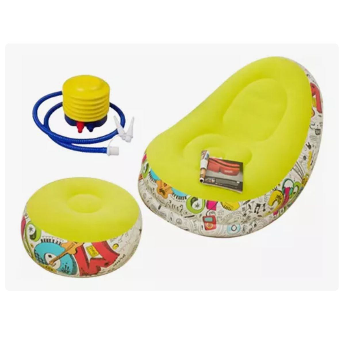 GENERICO - Sofá Tumbona Inflable Con Reposa Pies Y Inflador Incluido VERDE