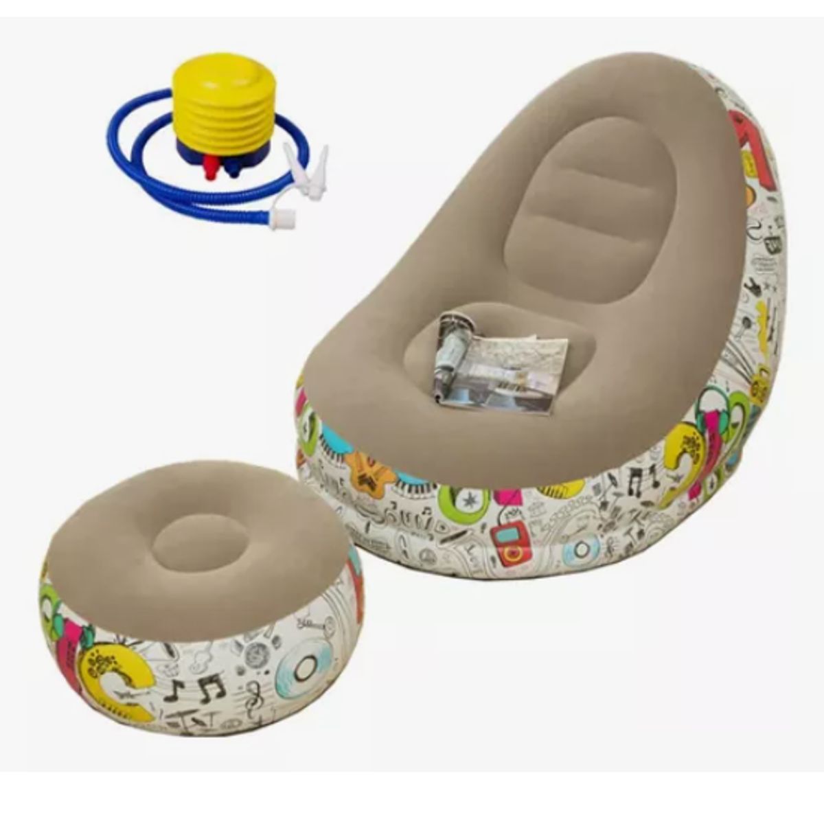 GENERICO - Sofá Tumbona Inflable Con Reposa Pies Y Inflador Incluido MARRÓN