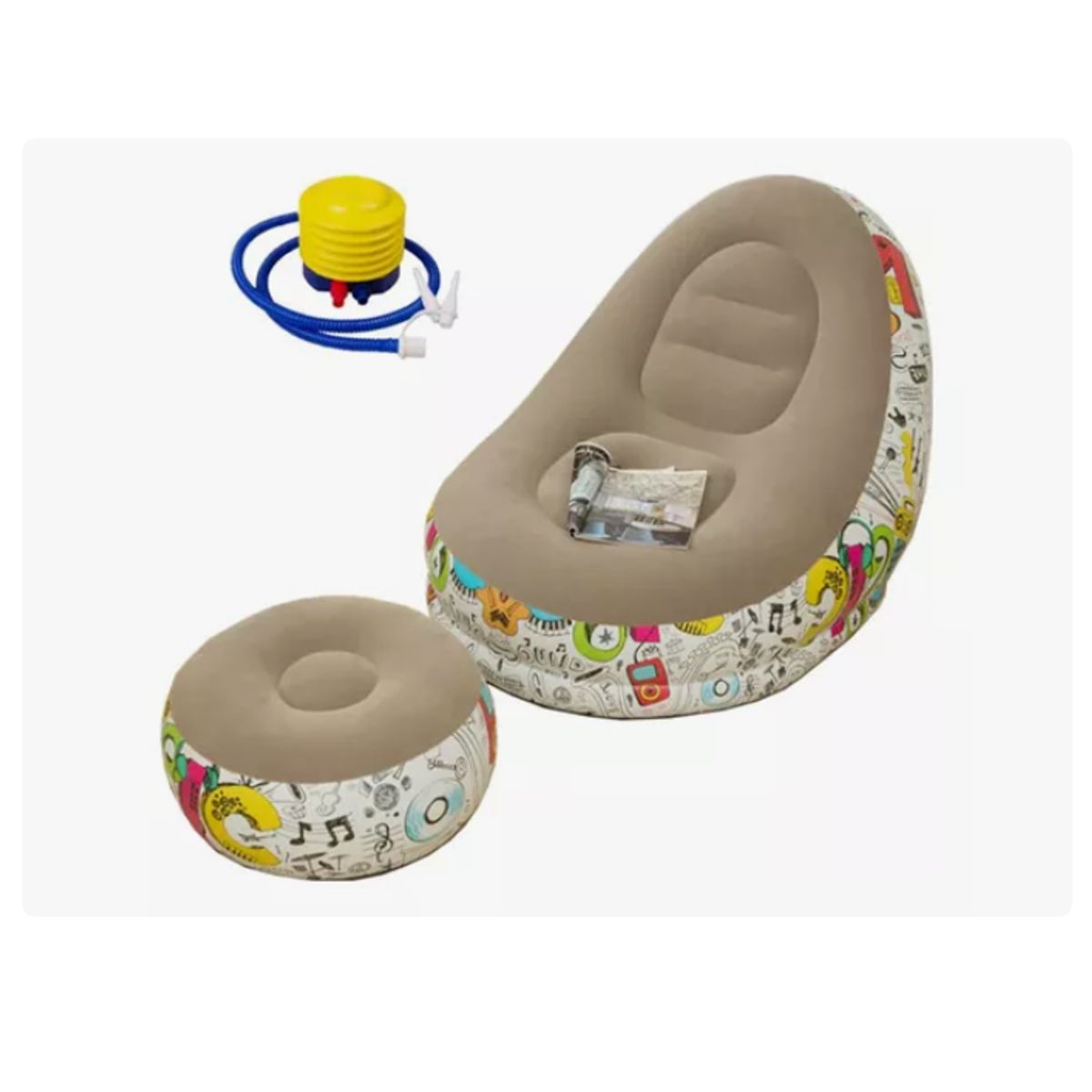 GENERICO - Sofá Tumbona Inflable Con Reposa Pies Y Inflador Incluido MARRÓN