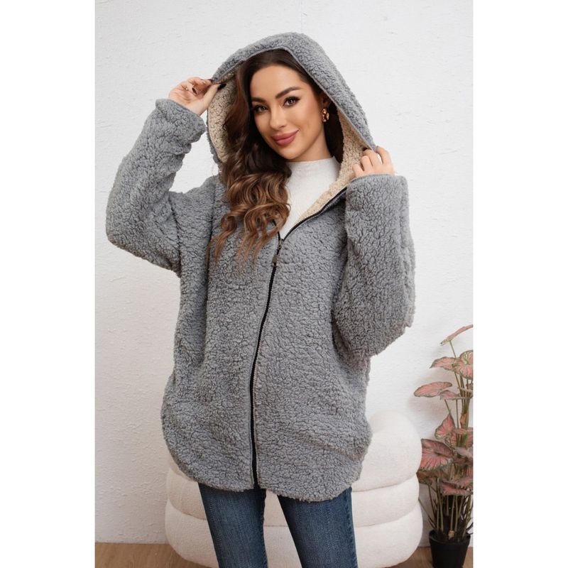 LIKE SHOP - Chaqueta Mujer Reversible Peluda Invierno Calidad Premium 6072