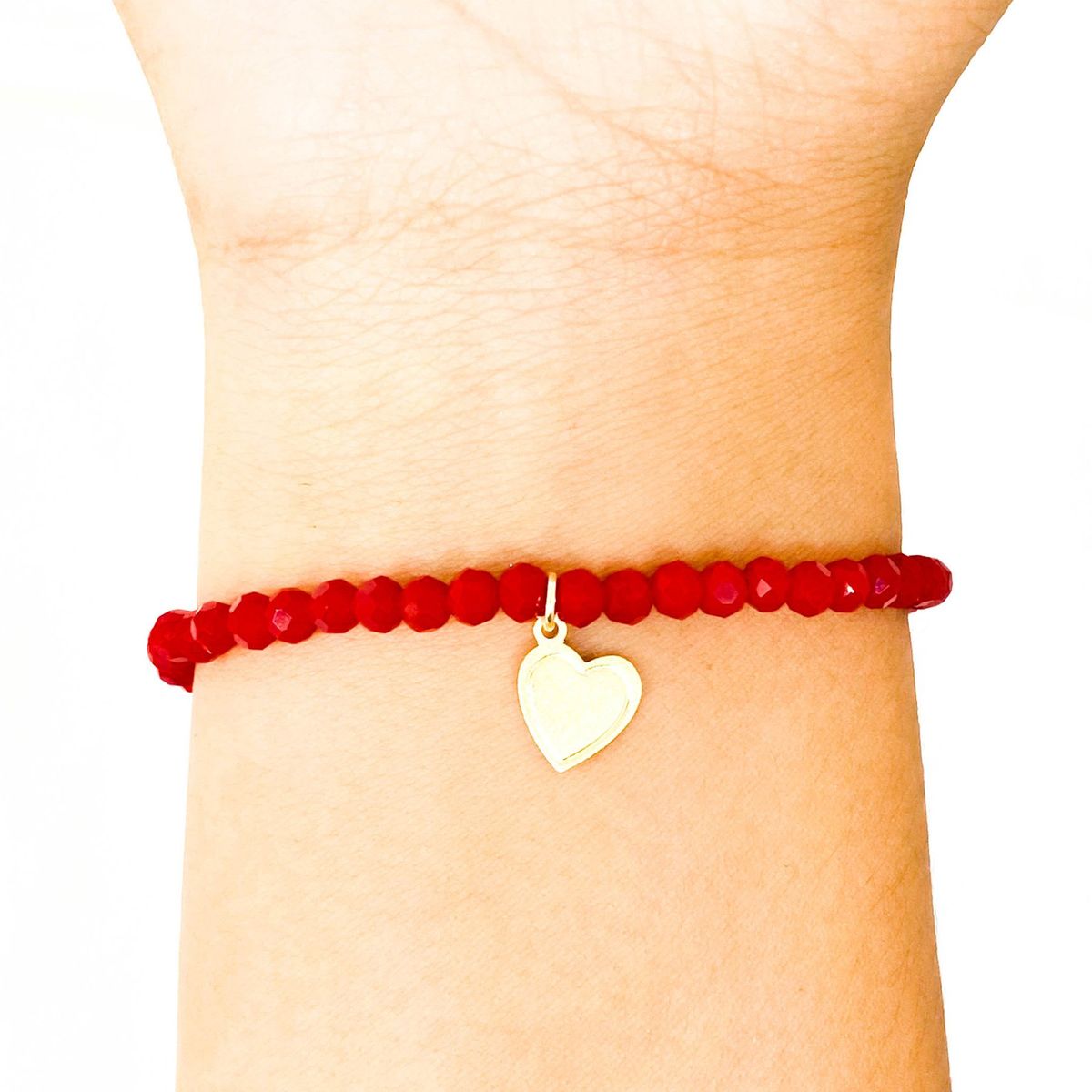 COGGIOLA - Pulsera Corazón Satinado Enchapado Oro 18K Cristal Rojo