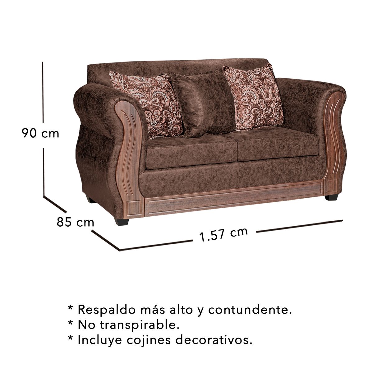 ADONIS LEUDH - Sofá 2 Personas Caburgua Envejecido Café X