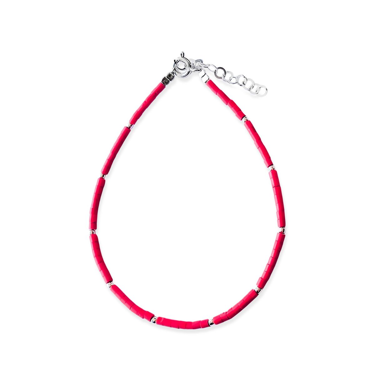 COGGIOLA - Pulsera Resina Roja Plata Fina 925