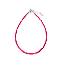 ANDREA COGGIOLA JOYAS - Pulsera Resina Roja Plata Fina 925