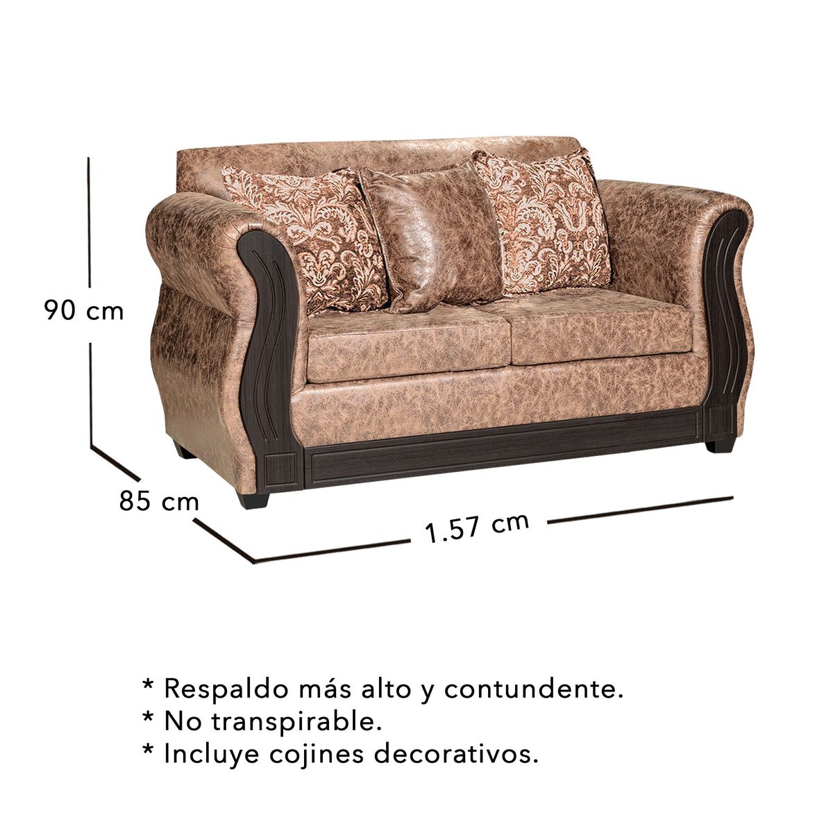 ADONIS LEUDH - Sofá 2 Personas Caburgua Envejecido Café Terracota