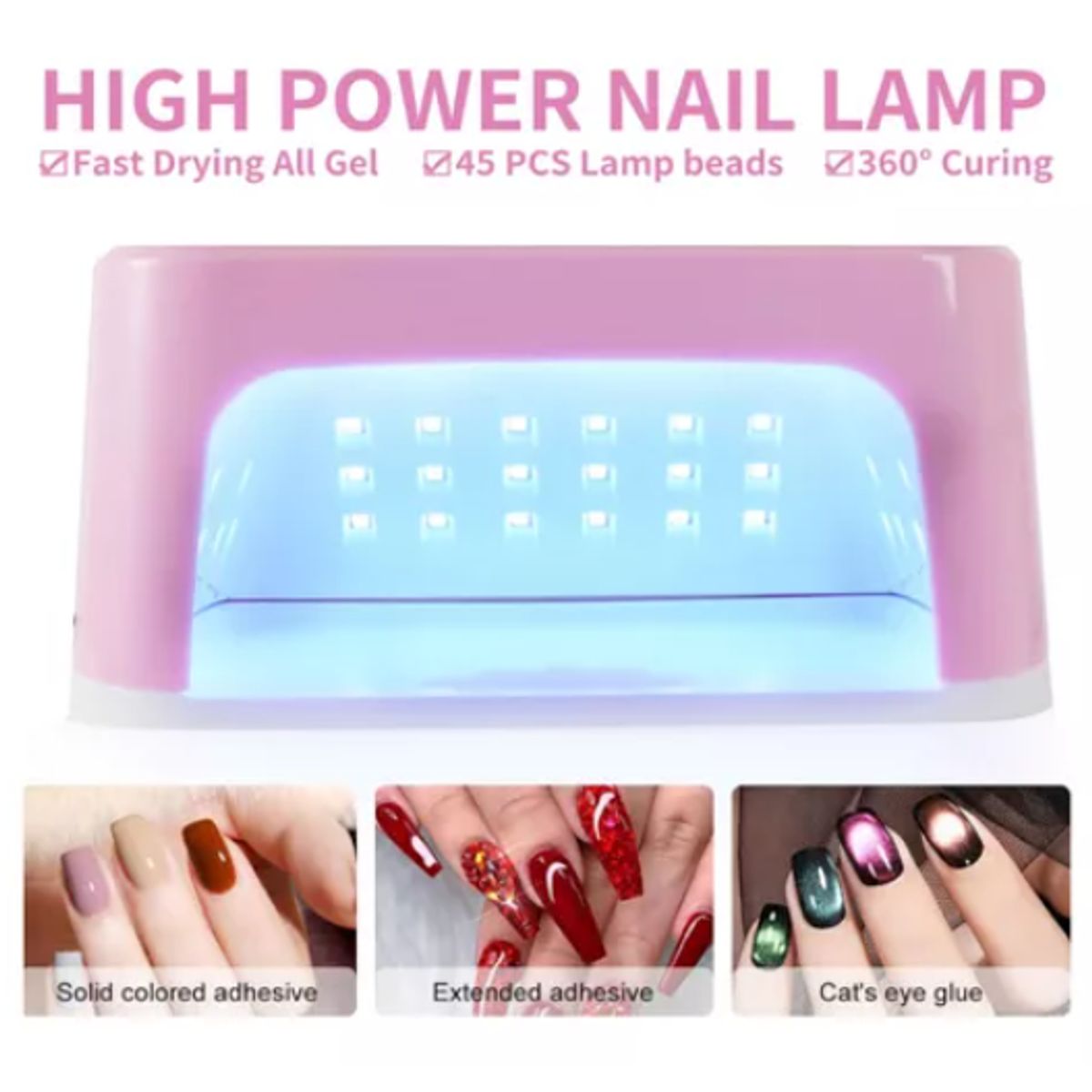 GENERICO - Secador Uña Uv Led Lampara Manicure Profesional 268w ROSA