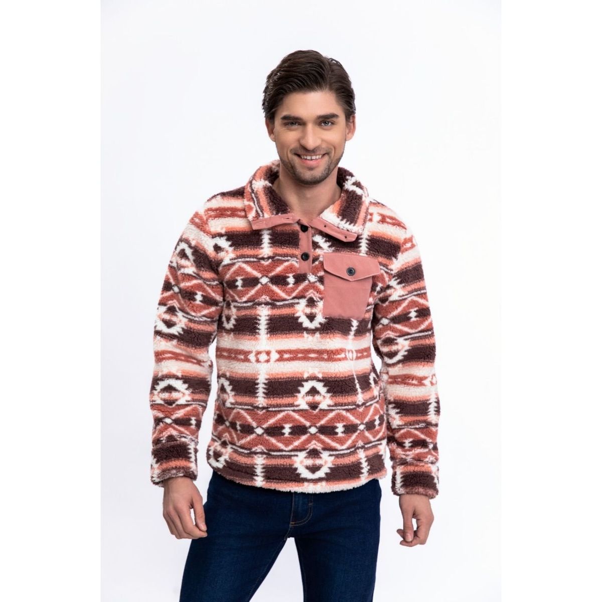 LIKE SHOP - Polerón Peludo Étnico Otoño Invierno Chaqueta Hombre 6076