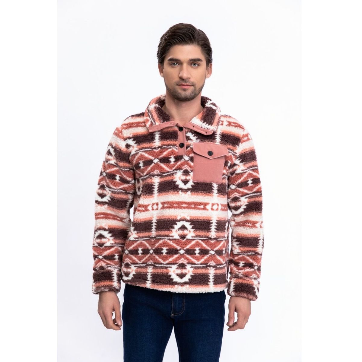 LIKE SHOP - Polerón Peludo Étnico Otoño Invierno Chaqueta Hombre 6076