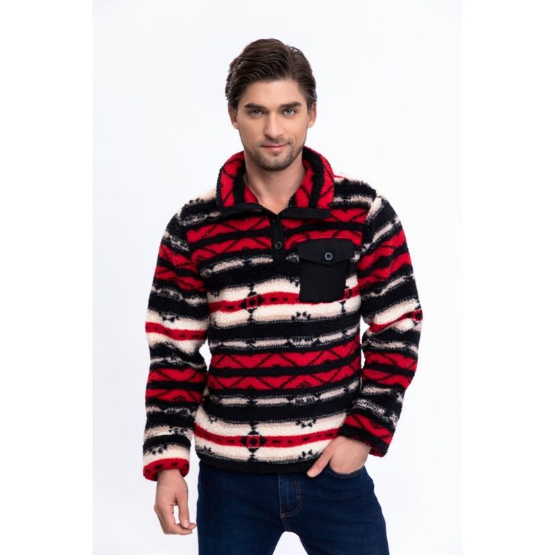 MPROPIA - Polerón Peludo Étnico Otoño Invierno Chaqueta Hombre 6076