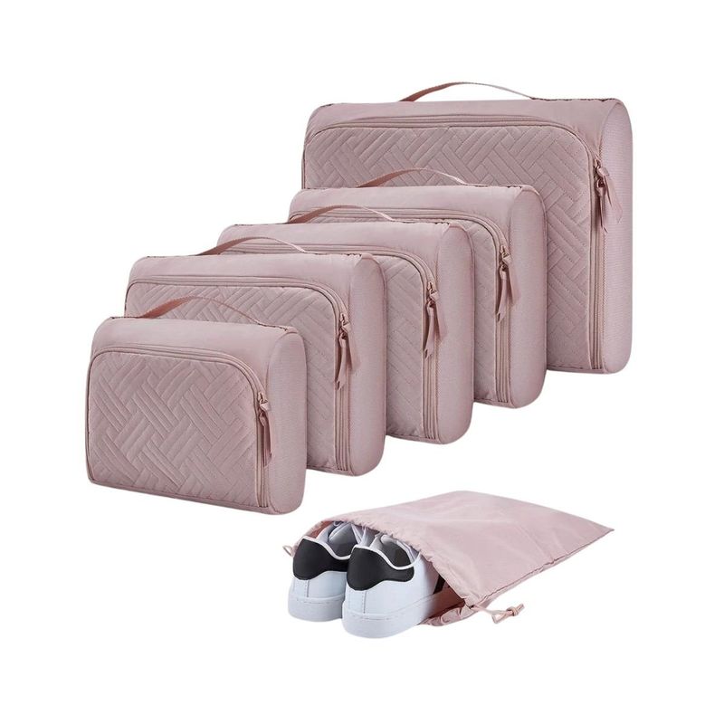 BAGSMART - Bagsmart Organizadores de Equipaje Rígidos Acolchados 6 pzs Rosado