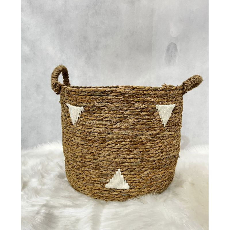 TODOHOGAR SANTIAGO DE CHILE - Canasto decorativo 27cm de alto con  detalles tejidos