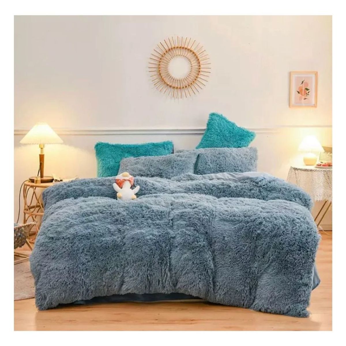 GENERICO - Cobertor Chiporro Peludo 1.5 Plazas - Azul Petróleo 013