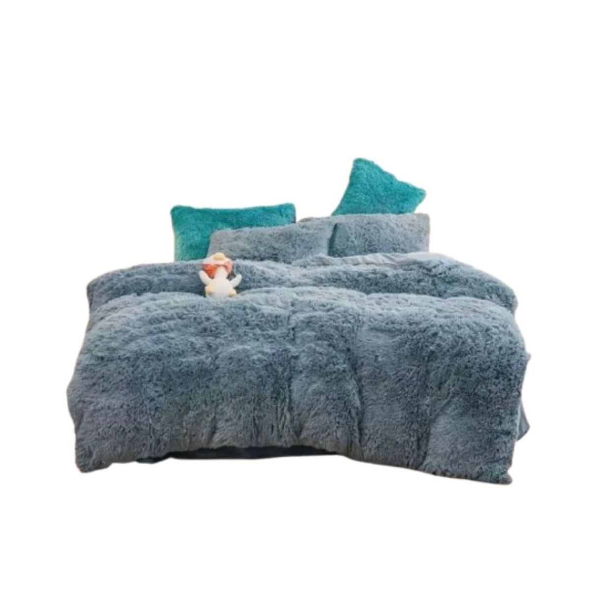 GENERICO - Cobertor Chiporro Peludo 1.5 Plazas - Azul Petróleo 013