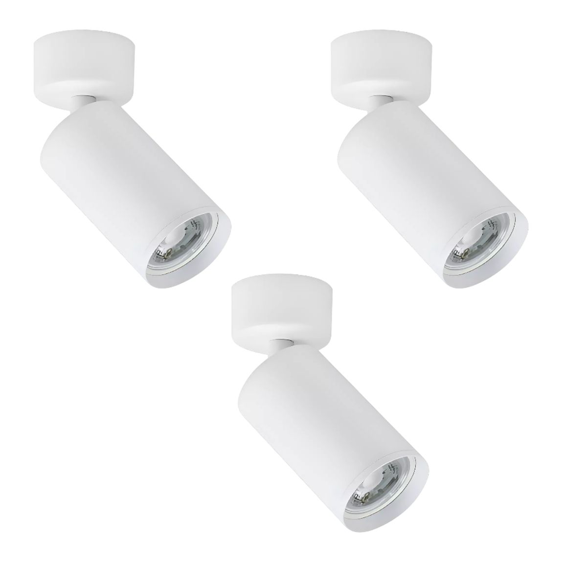 WANT - 3 Focos Blancos Cilindro Sobrepuesto Dirigible 7w Luz Cálida