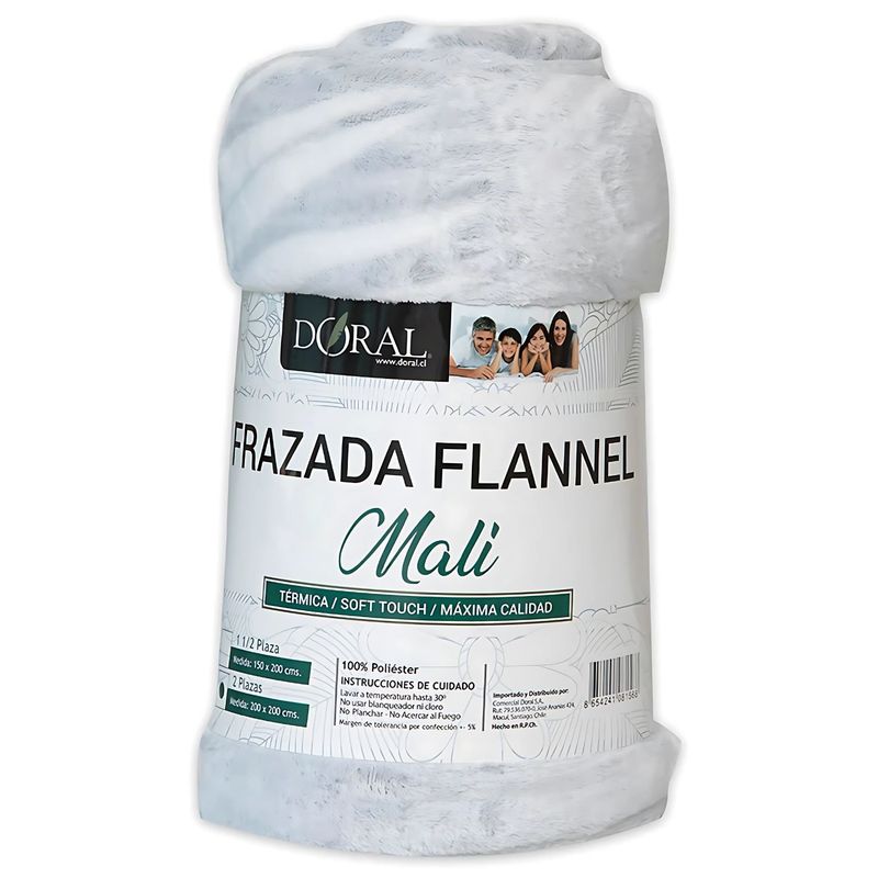 DORAL - Frazada Flannel Mali 2 Plazas Tonos Grises Doral - SC