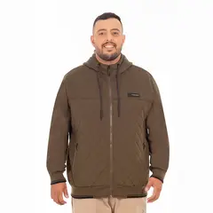 GANGSTER - Plus Poleron Hibridas Patchwork Verde Oliva Oscuro