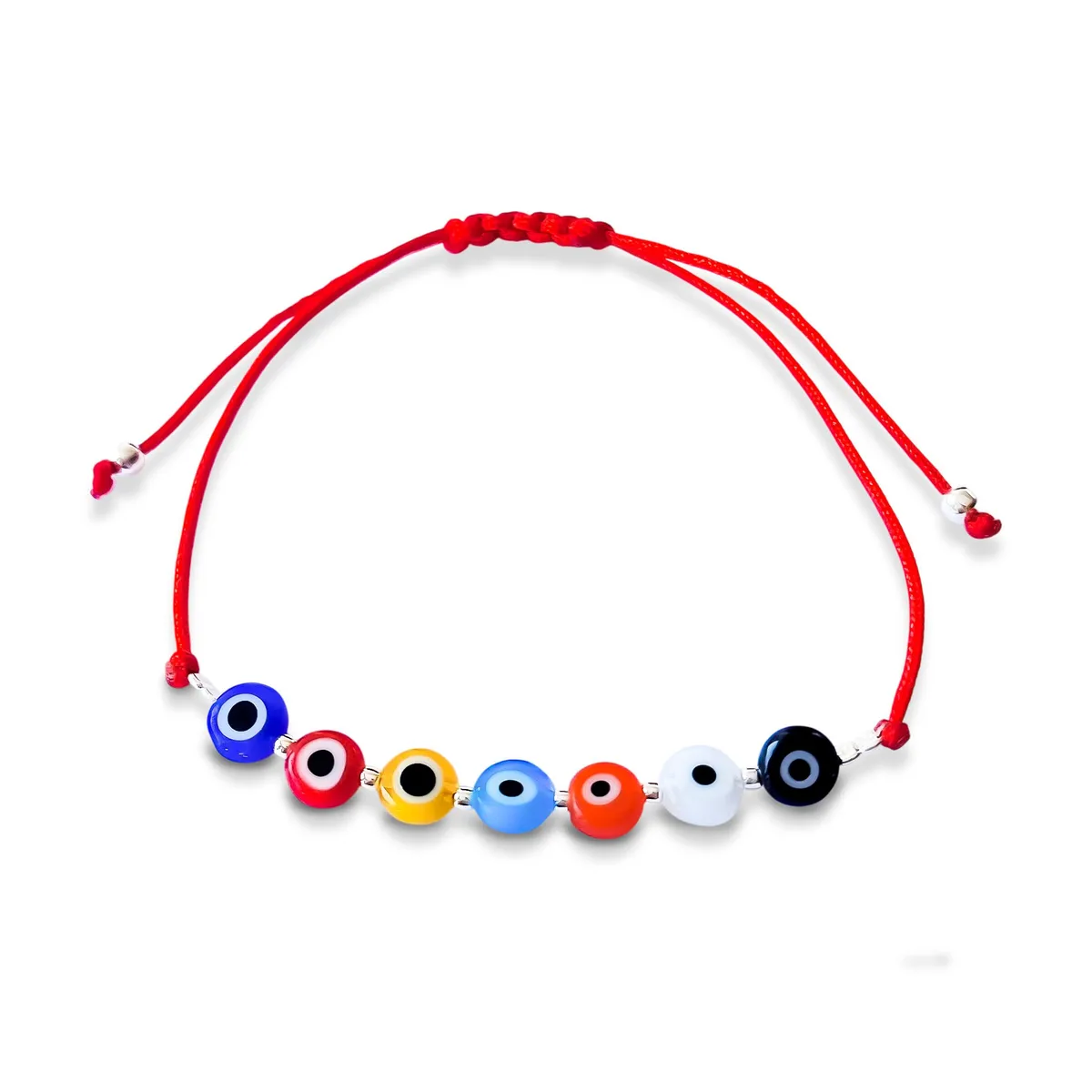 COGGIOLA - Pulsera Ojos Turcos Colores Cordón Rojo